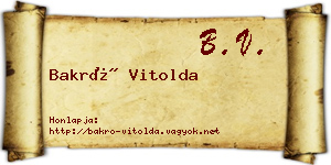 Bakró Vitolda névjegykártya